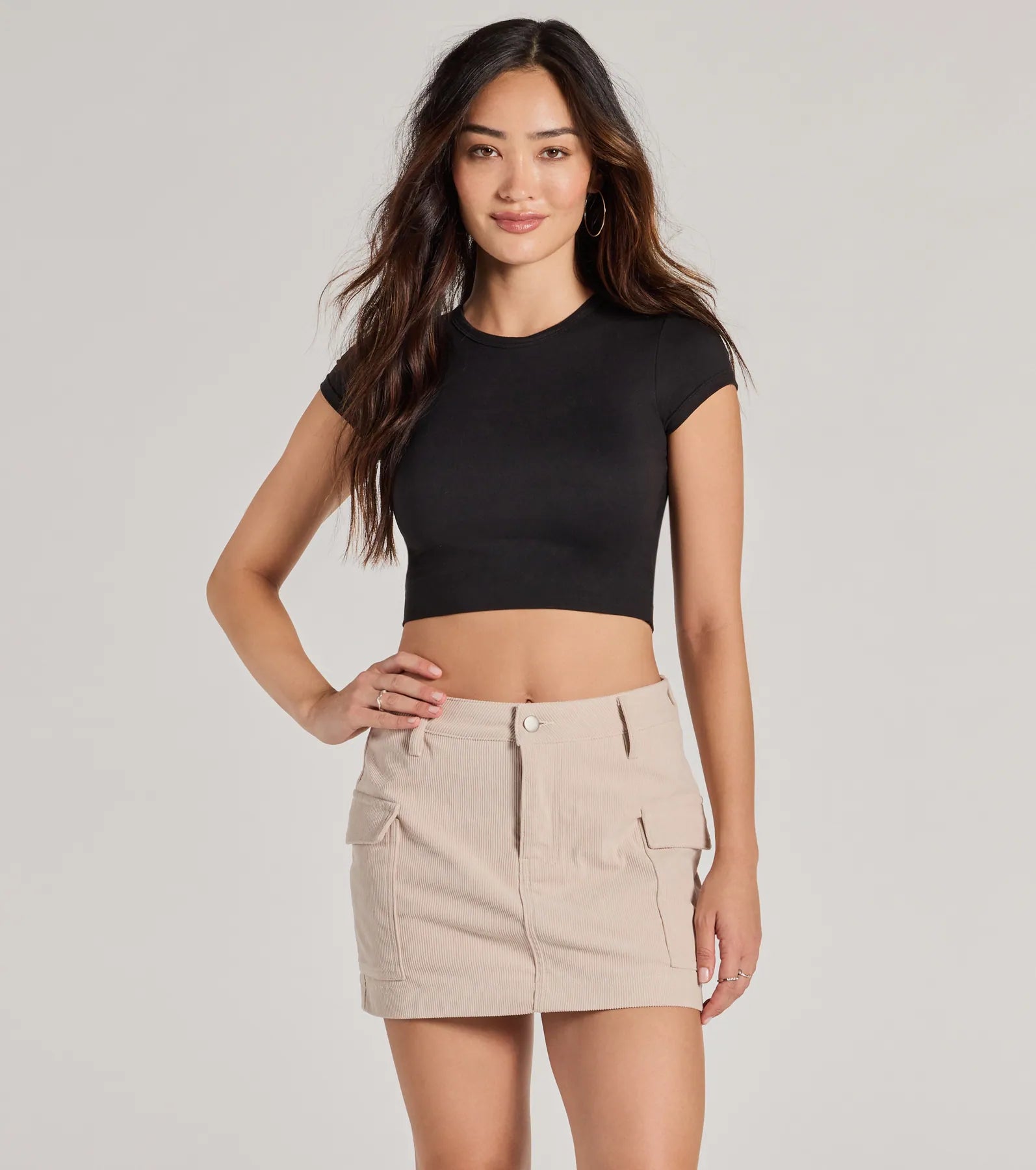 Playful Feeling Cargo Corduroy Mini Skort