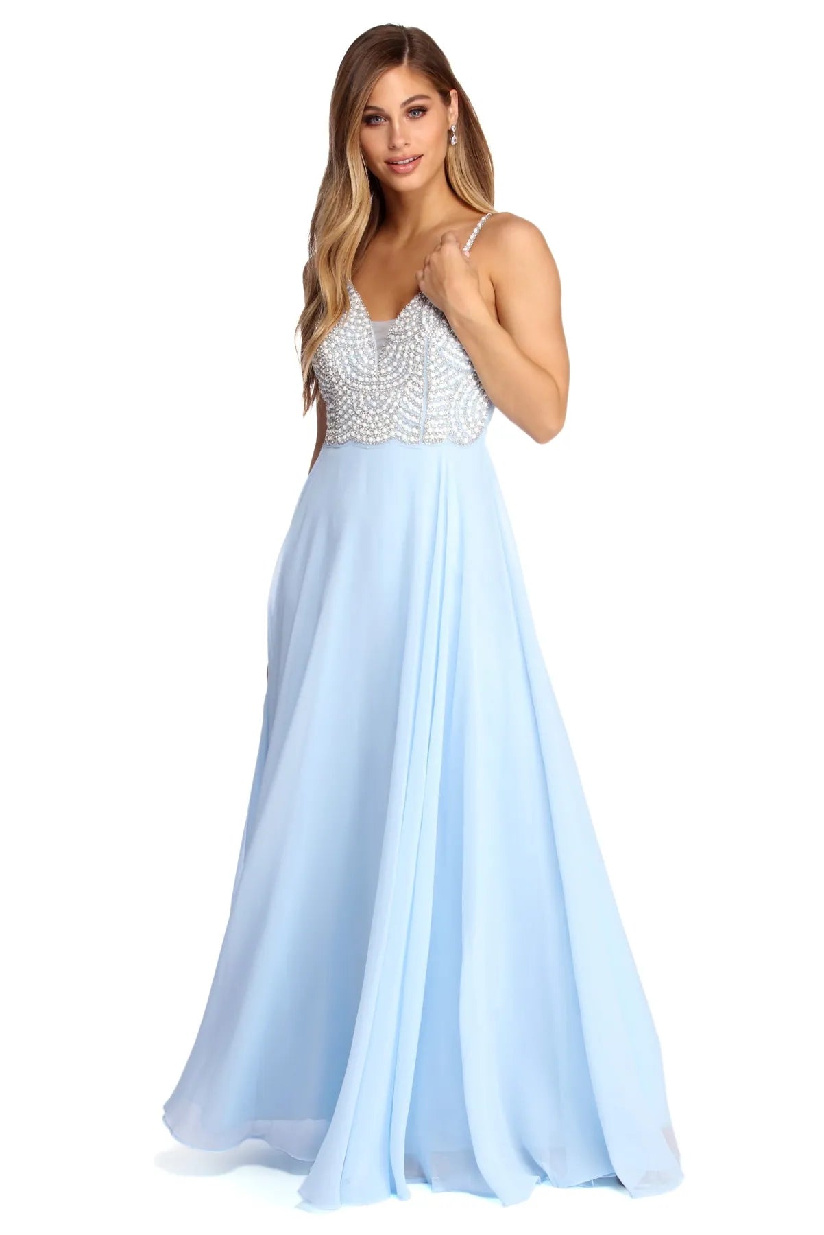 Ariel Formal Rhinestone Chiffon Dress