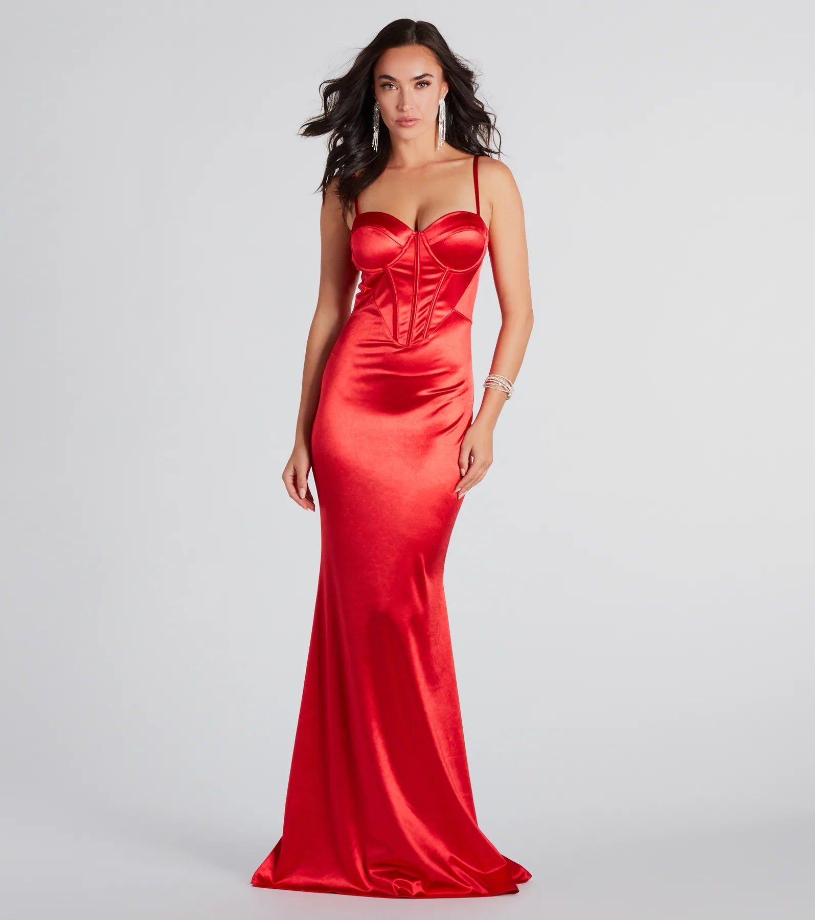 Francine Formal Satin Bustier Mermaid Dress