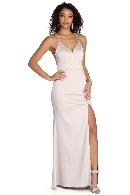 Kenzie High Slit Satin Dress