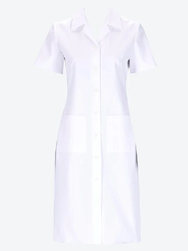 Poplin and jersey midi dress