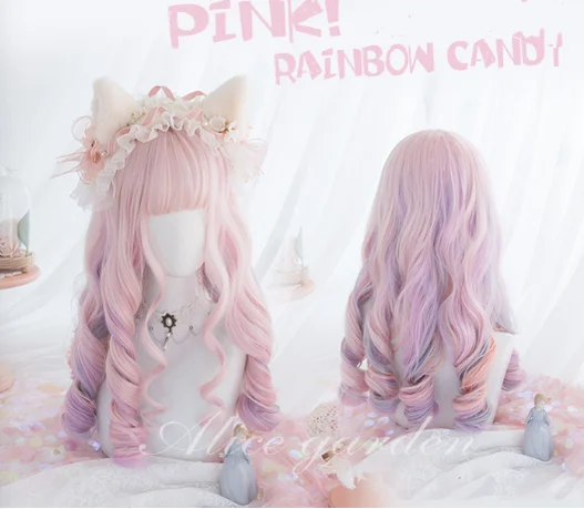 Alicegarden~Harajuku Style J-fashion Pink Lolita Long Curly Wig