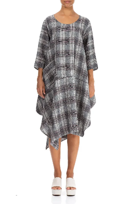 Asymmetric Checkered Pure Linen Tunic