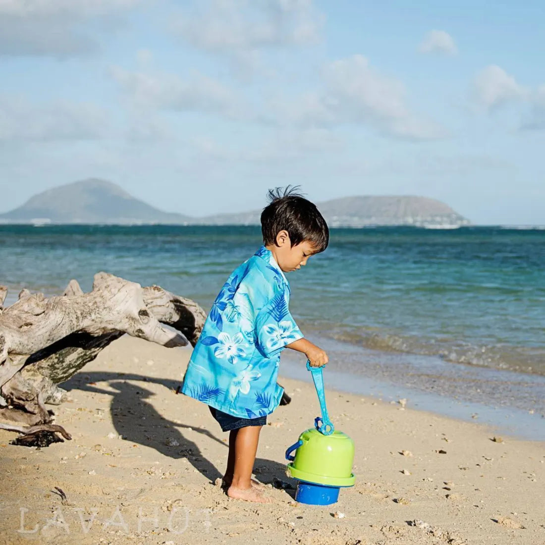 Aurora Blue Hawaiian Boy Shirt