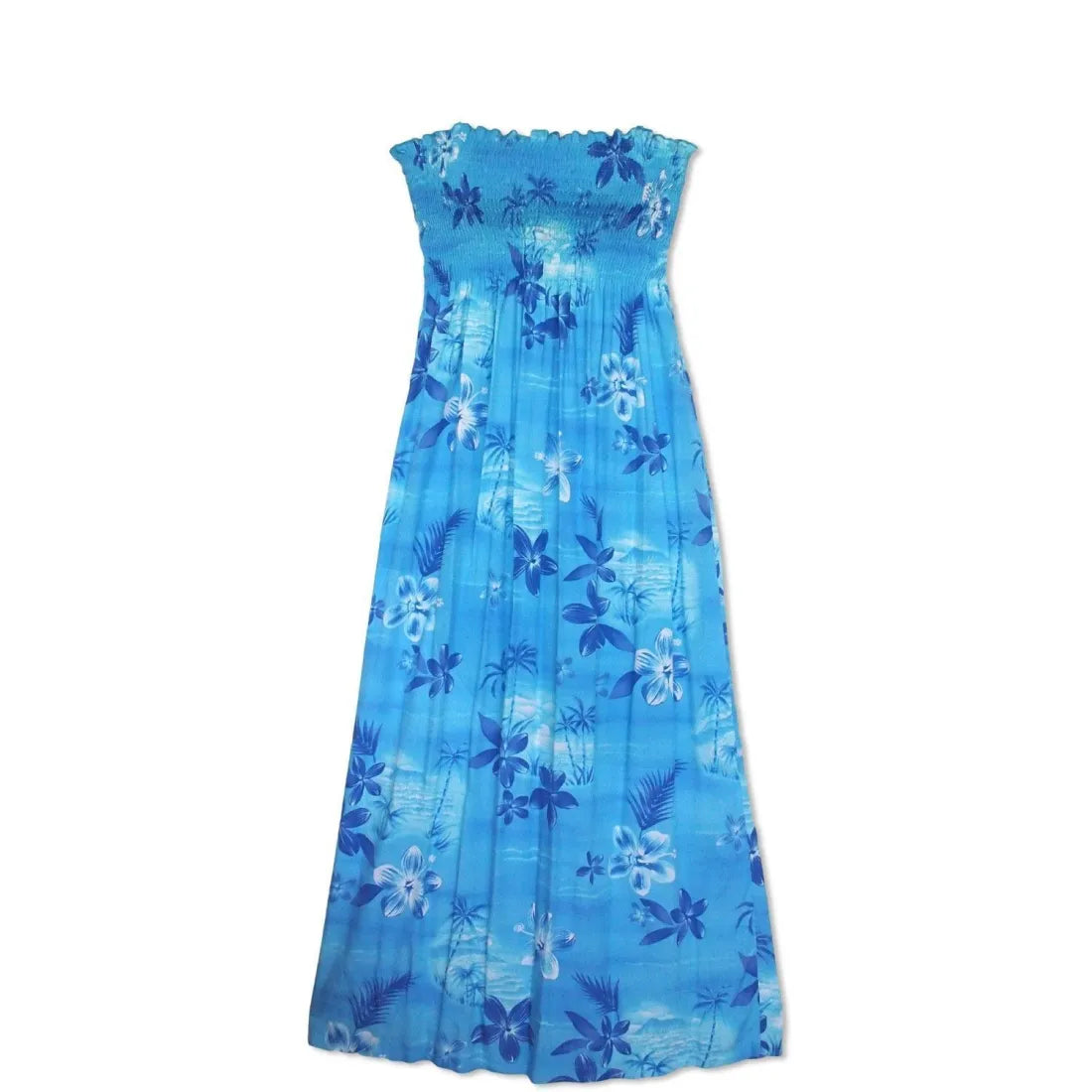 Aurora Blue Maxi Hawaiian Dress