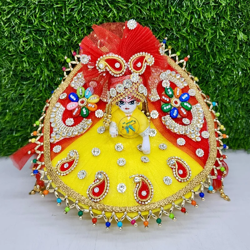 Beautiful curtain style dress for laddu ji