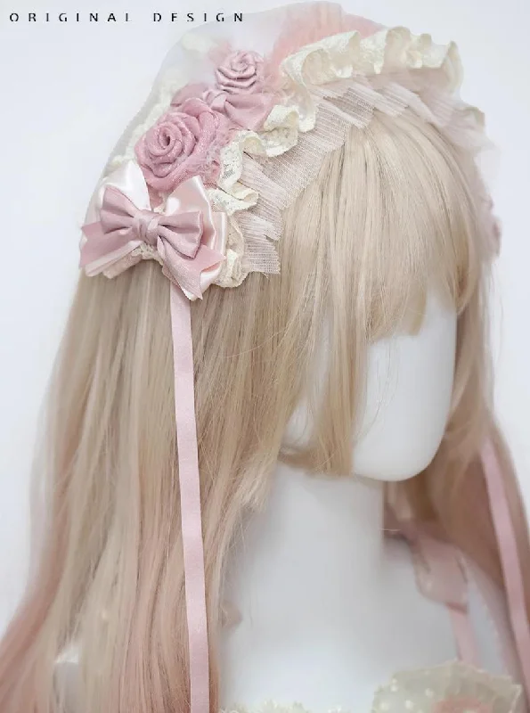 (BFM)The Accessories' Story~Satin Ballet~Sweet Pink Lolita Headdress Feather Bow