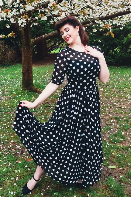 Black Swing Polka Dot Chiffon Dress 3465