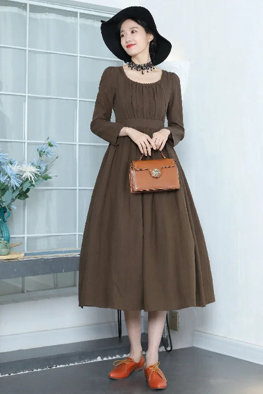 Brown Medieval Linen Dress 3355