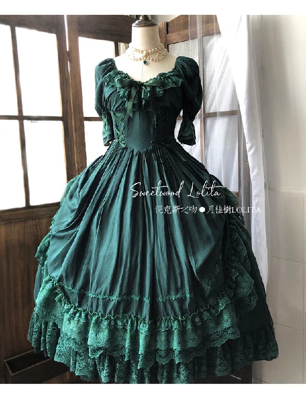 dark green long dress