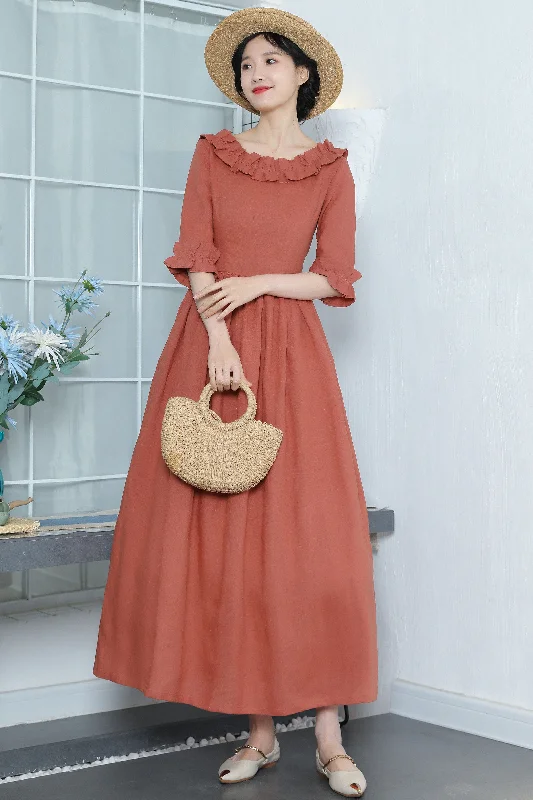 Cottagecore Long Linen Dress 3372