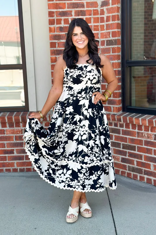 Black Floral Detail Dress