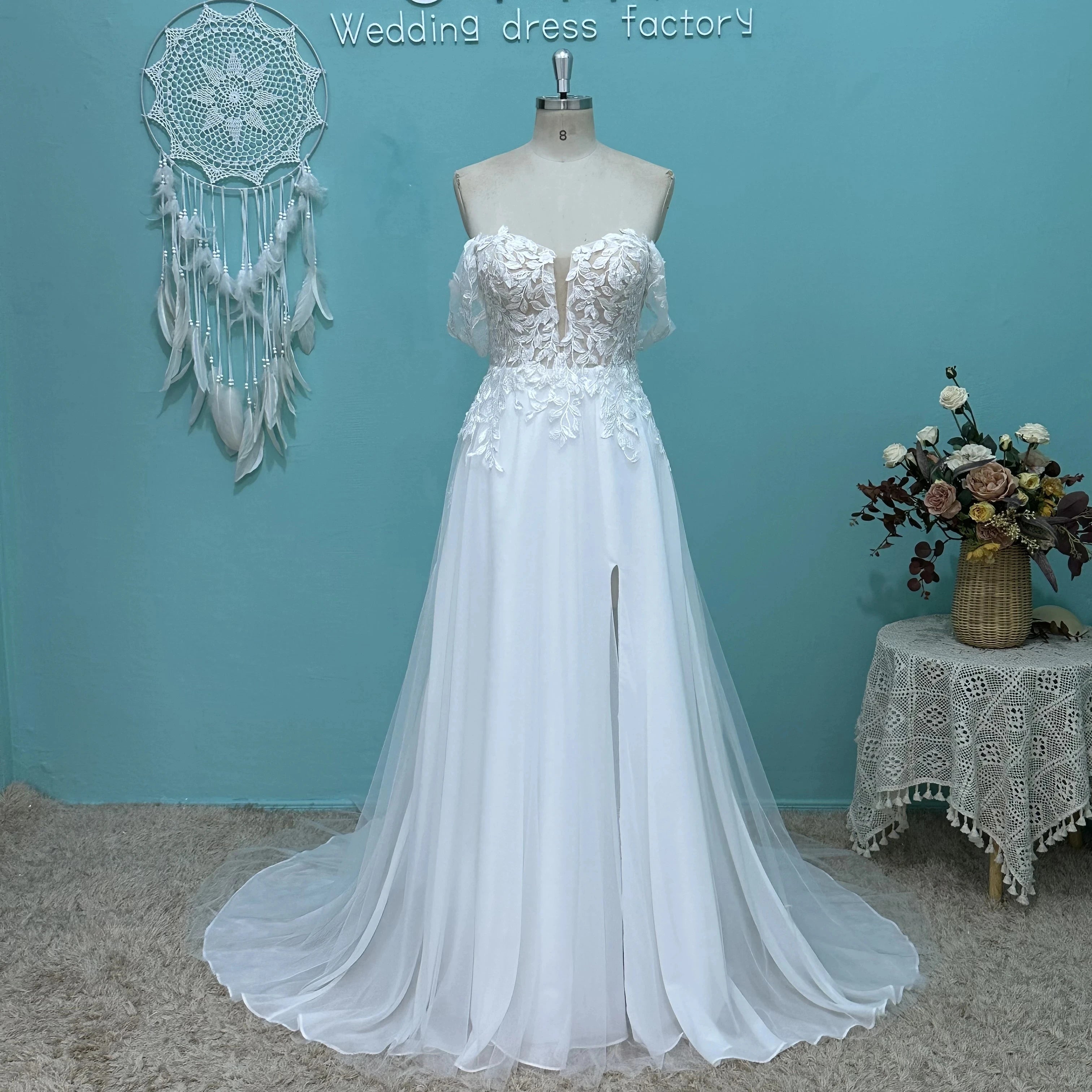 Elegant Beach Wedding Dress Lace