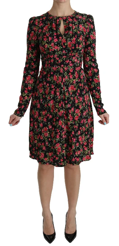 Floral A-Line Viscose Knee Length Dress