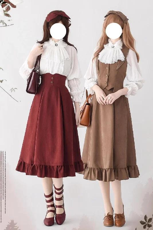 (BFM)Forest Wardrobe~Misty Forest~Elegant Vintage Fishbone Lolita Long Skirt Lolita Vest