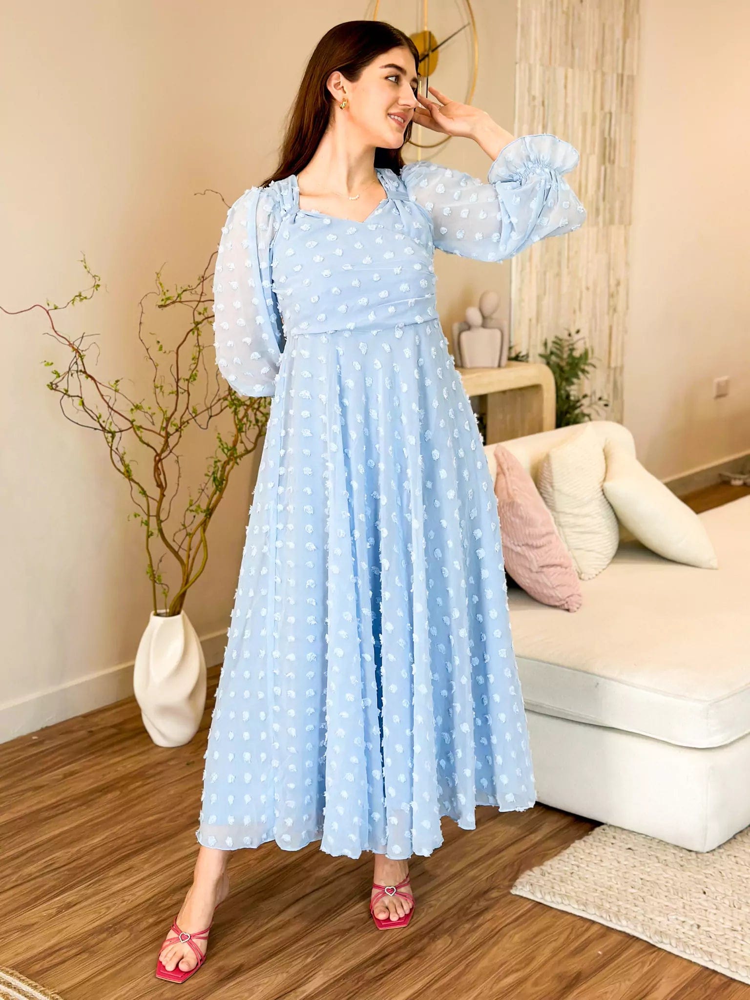 Glacial Texture Dress - Sky blue