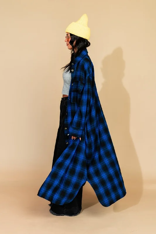 Grunge Goddess Flannel in Cobalt Blue