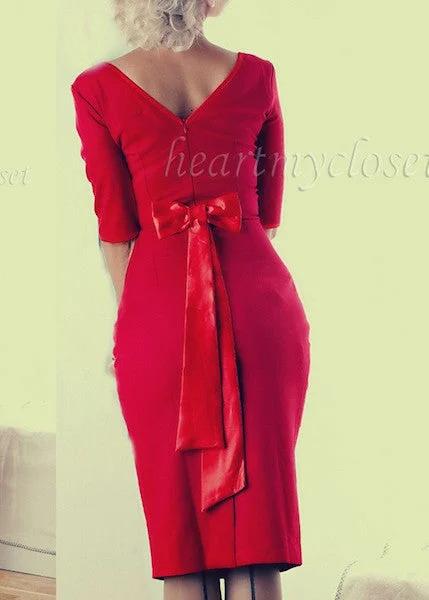 holiday - wiggle vintage dress with satin trim and bow