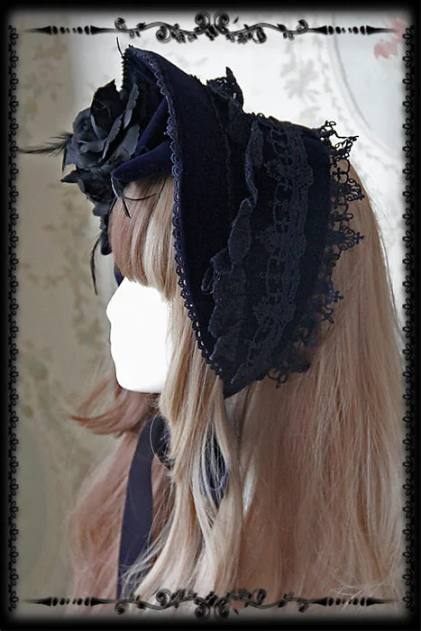 navy blue bonnet (not include the black flower)