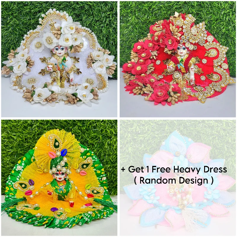 Janmasthmi Special Exclusive combo of 3+1 Heavy Dress (Get 1 Free)