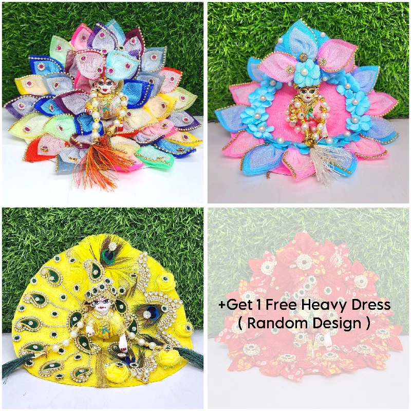 Janmasthmi Special Exclusive combo of 3+1 Heavy Dress (Get 1 Free)