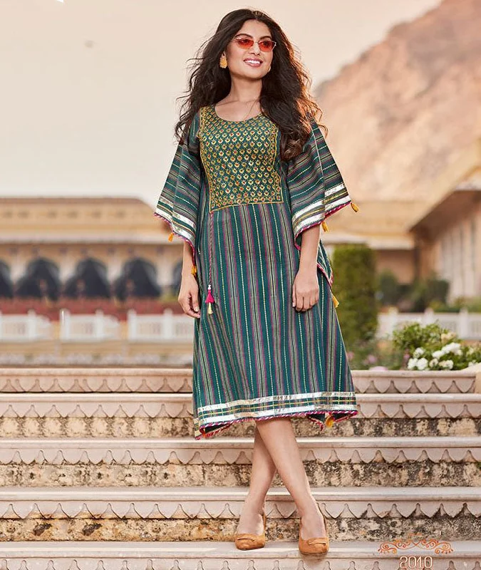 Kajal Style Cotton Kaftans with Fancy Embroidery for Women