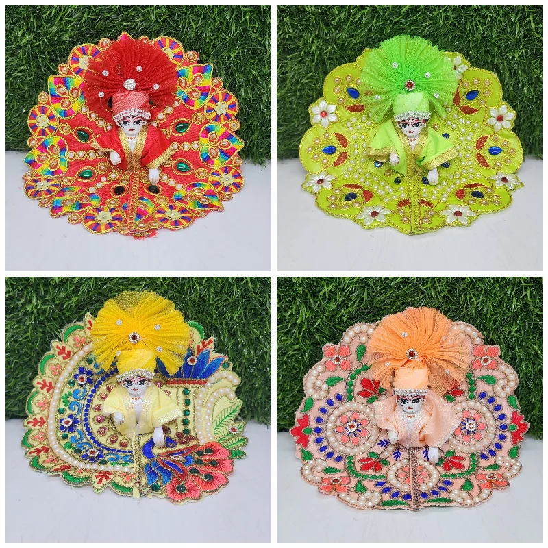 Laddu Gopal Embroidery Dress Combo Pack of 4 [Pagdi not included] (New designs)