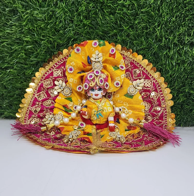 Laddu gopal ji designer Rani yellow dress special for diwali