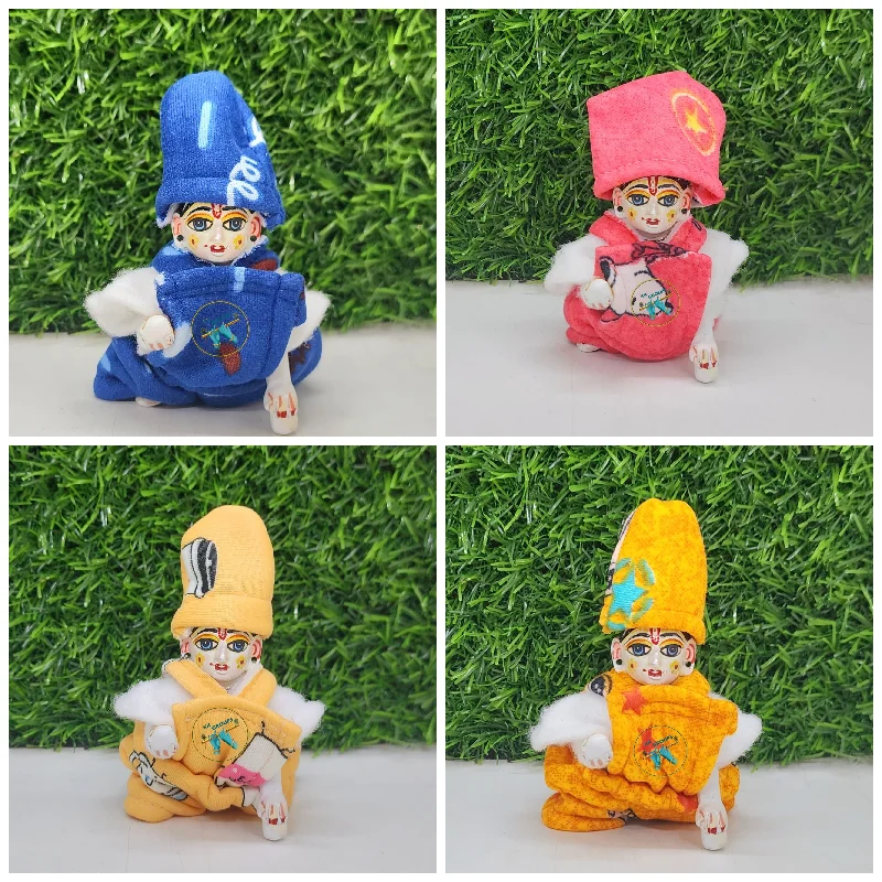 Laddu Gopal Nutan Bib Suit Pack of 4 [Random Color]