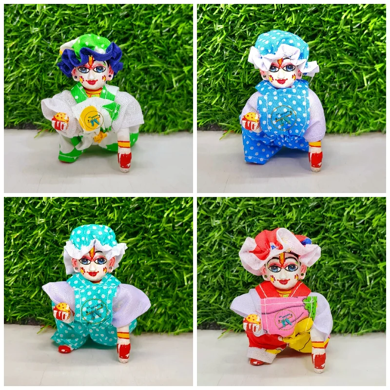 Laddu gopal pack of 4 bib suit [random print and color]