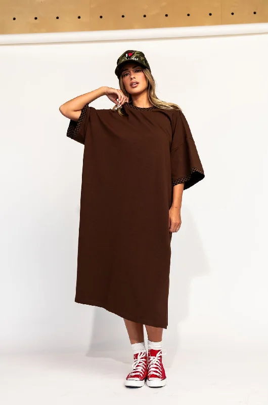 Frankie Dress in Mocha + Checkerboard