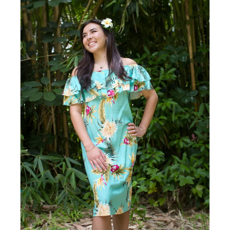 Mountain Green Rainbow Hawaiian Dress