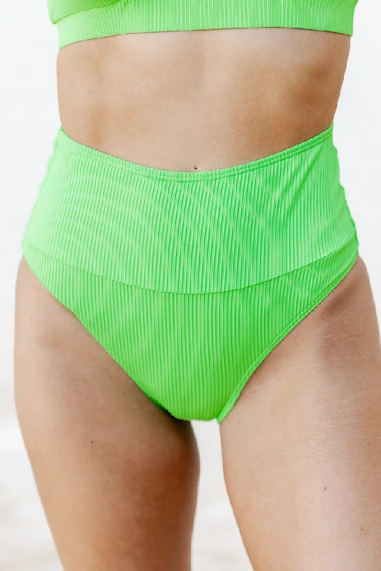 Needing Vitamin Sea Neon Lime Bikini Bottoms FINAL SALE