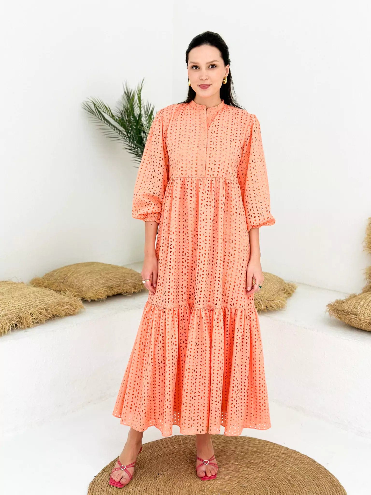 Peach Fuzz Cutwork Dress