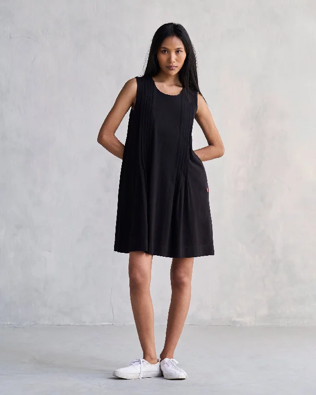 Pintuck Knit Dress - Black