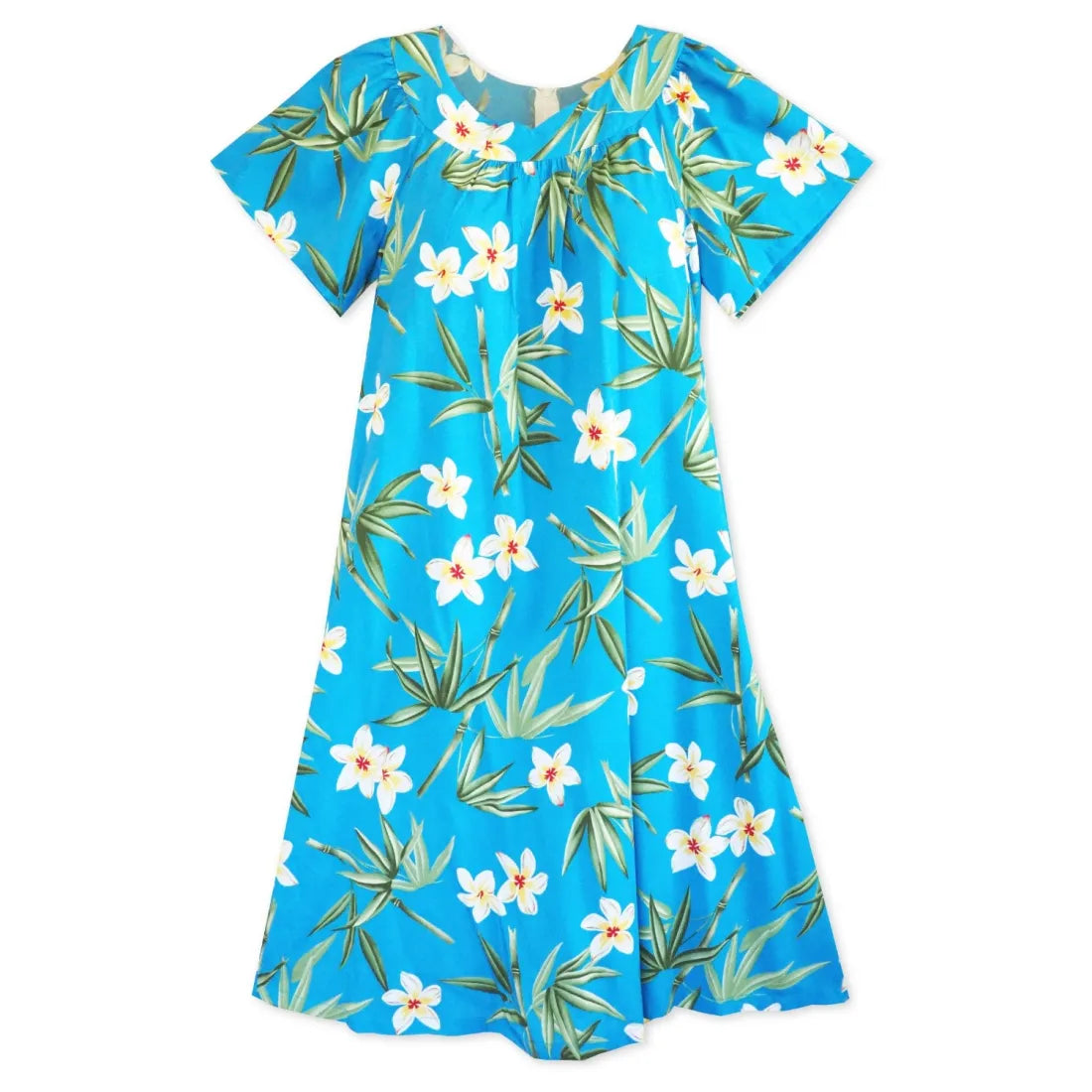 Pipiwai Blue Hawaiian Rayon Tea Muumuu Dress