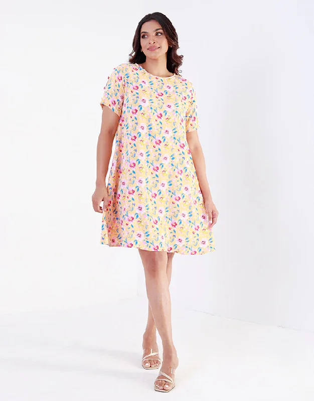 Printed Dress with ¾ Sleeves