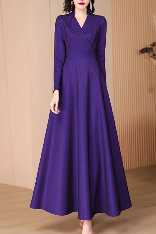 Purple elegant fit and flare dress  4790