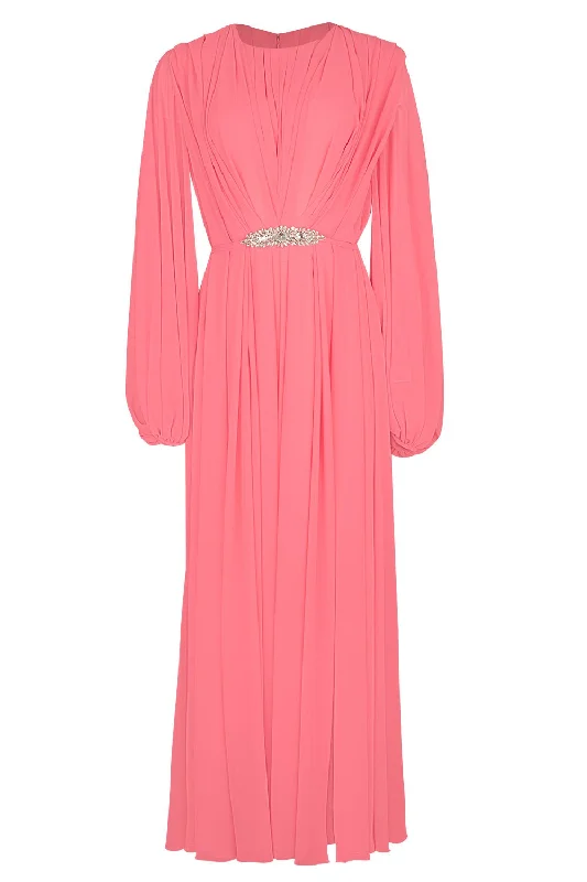 Bubble Sleeve Gown - Stawberry