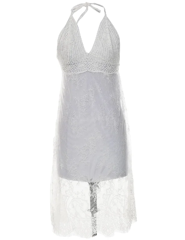 Sheer Lace White Dress - XS