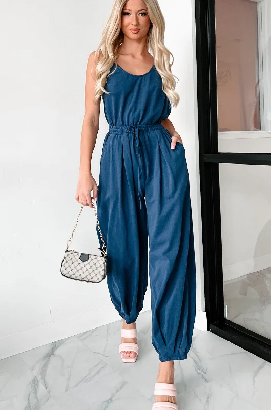 Showing My Hand Backless Jumpsuit (Navy)