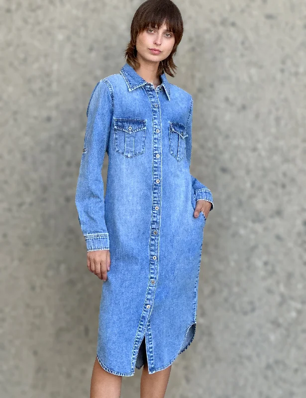 Soft Denim Maxi Shirtdress