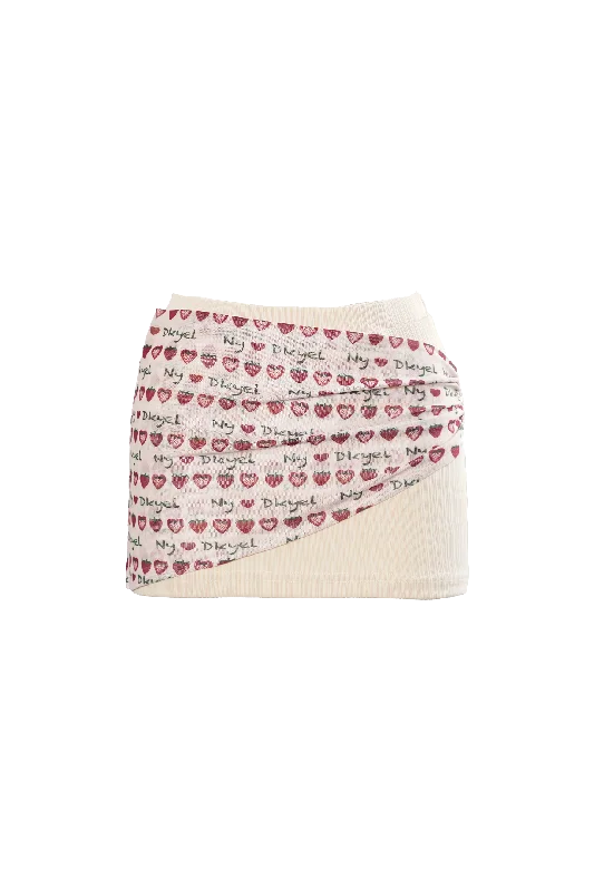 Strawberry Printed Mesh Skirt