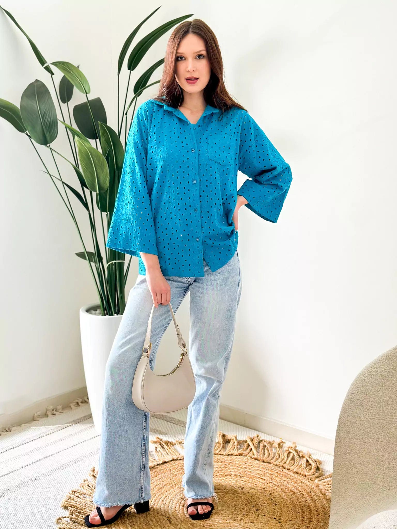 Tealicious Cutwork Shirt With Inner