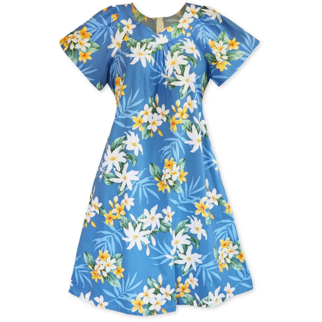 Tiare Fun Blue Cotton Hawaiian Tea Muumuu Dress