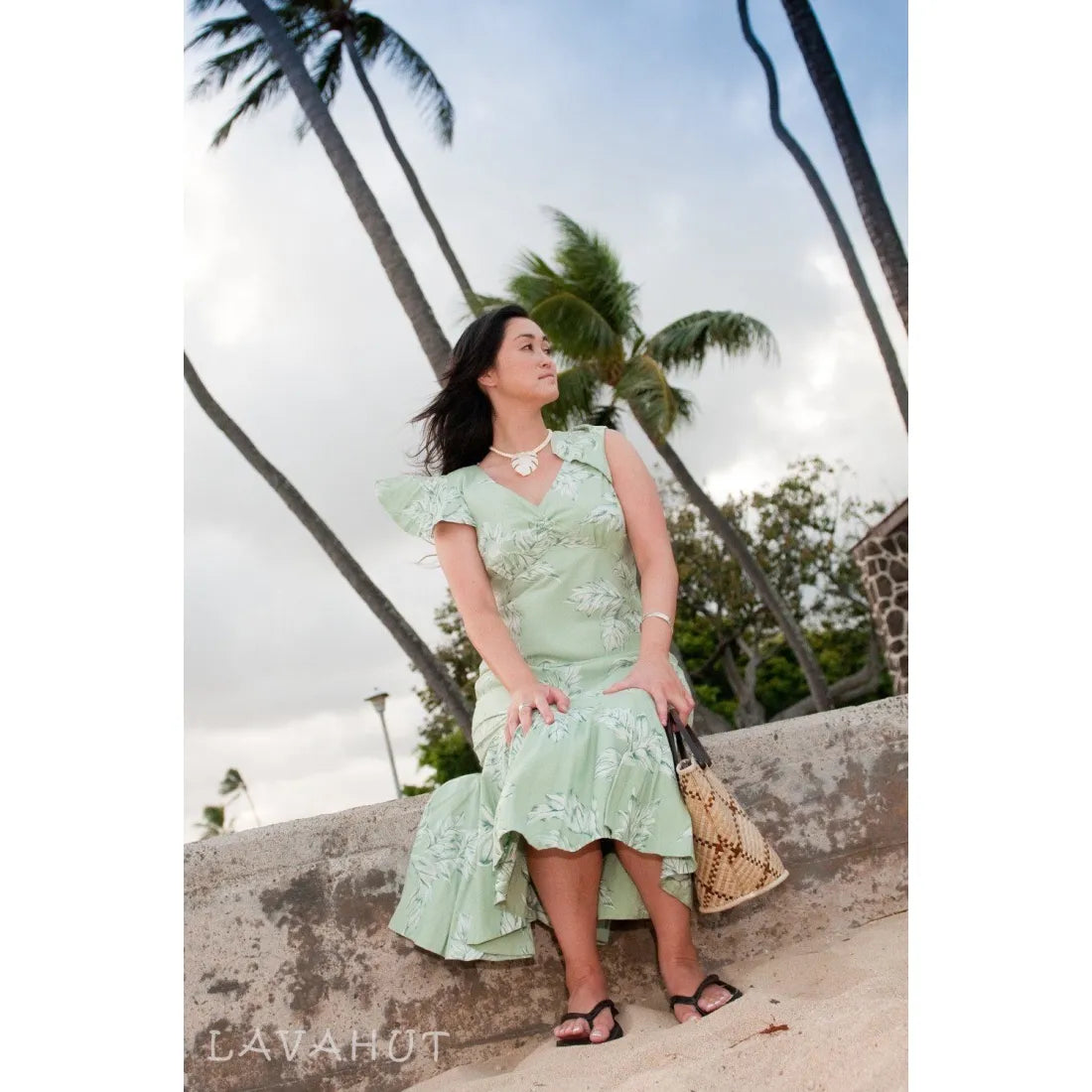 Ulu Green Pauahi Hawaiian Dress