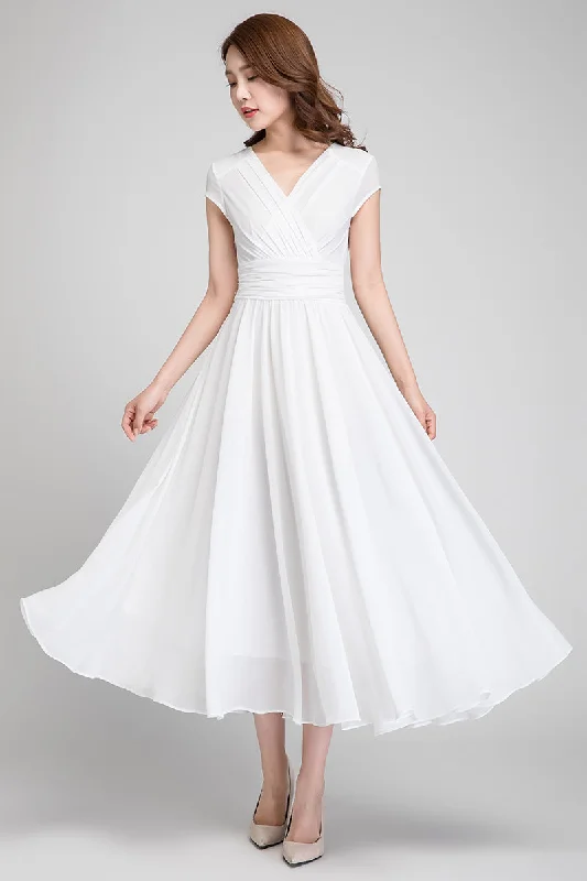 White empire waist fit and flare dress 1877