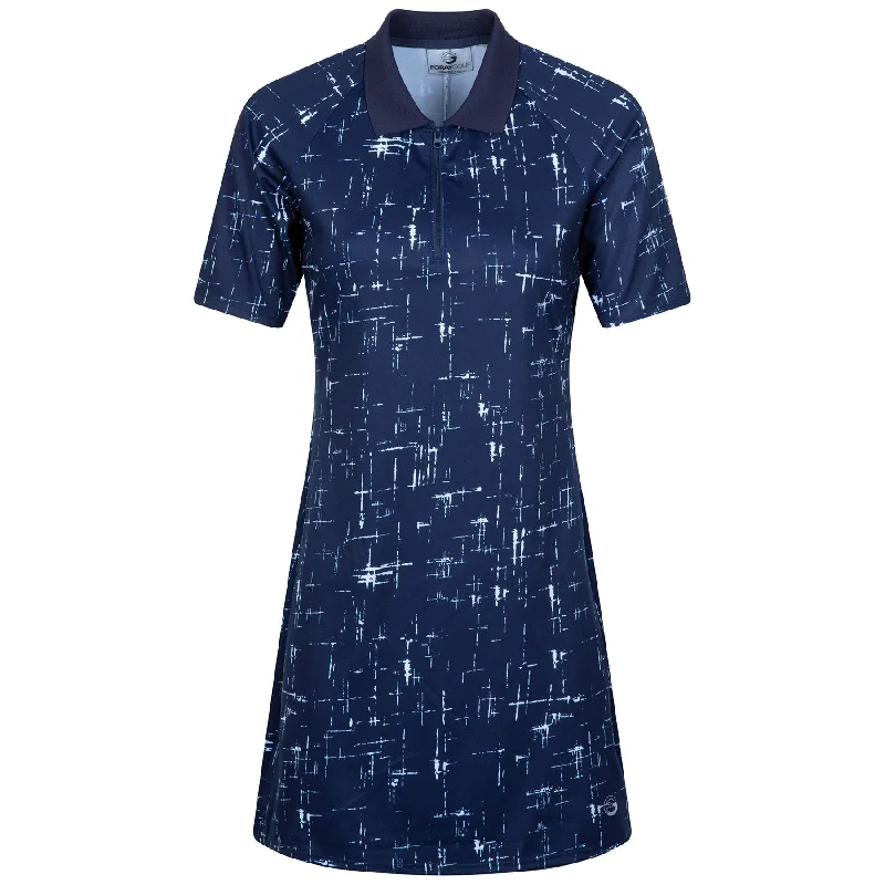 Womens Printed Dress Navy Cross Hatch - SS23