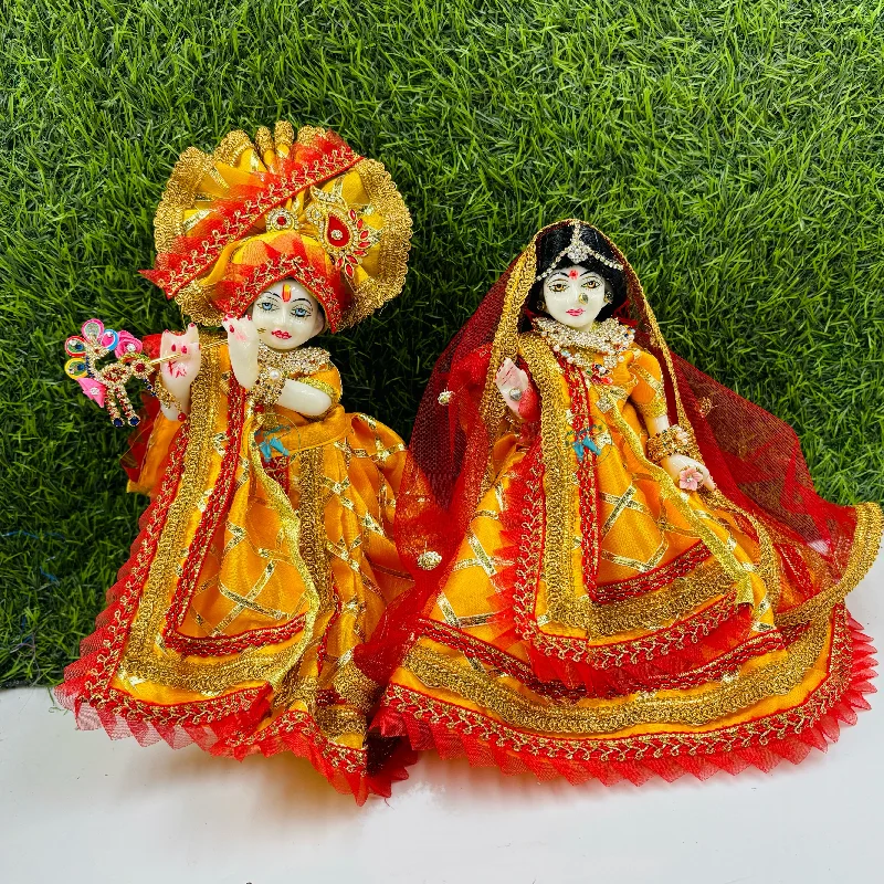 Yellow Gotapatti Dress For Radha Krishna  (Sizes are according to idol height)