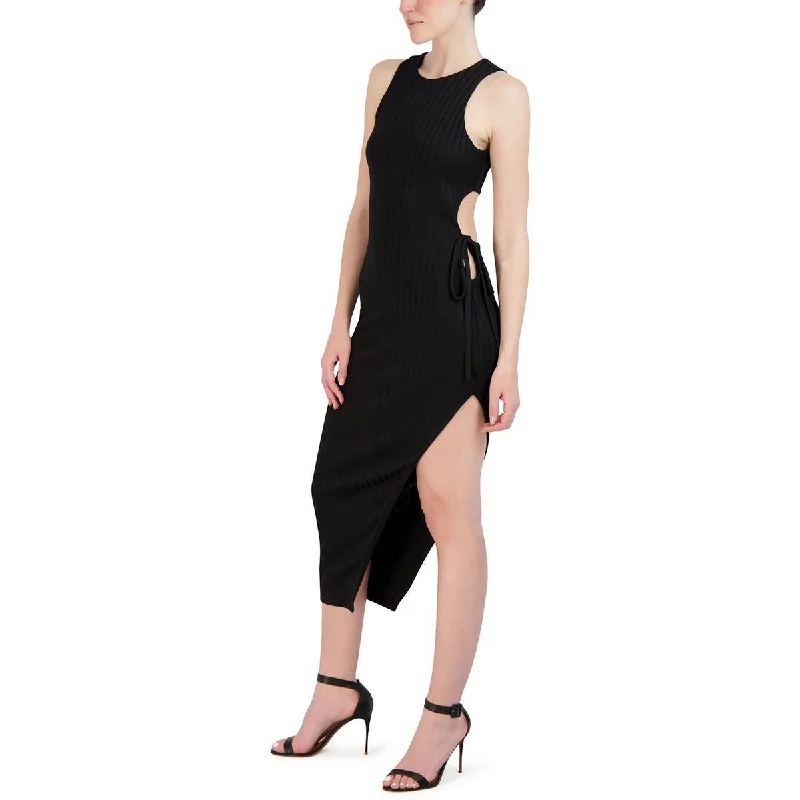 Womens Asymmetric Cut-Out Bodycon Dress Ruched Bodycon Dress